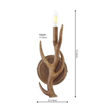 Cody 5.5" 1-Light Southwestern Bohemian Resin/Iron Faux Antler LED Sconce - JONATHAN Y